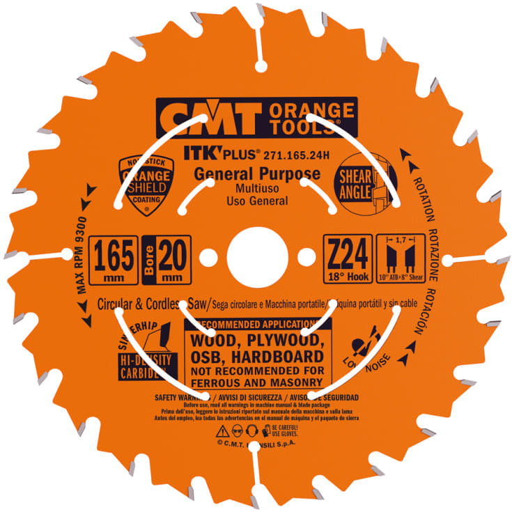CMT HM rundsavklinge Ø165/20 mm, 24 td.