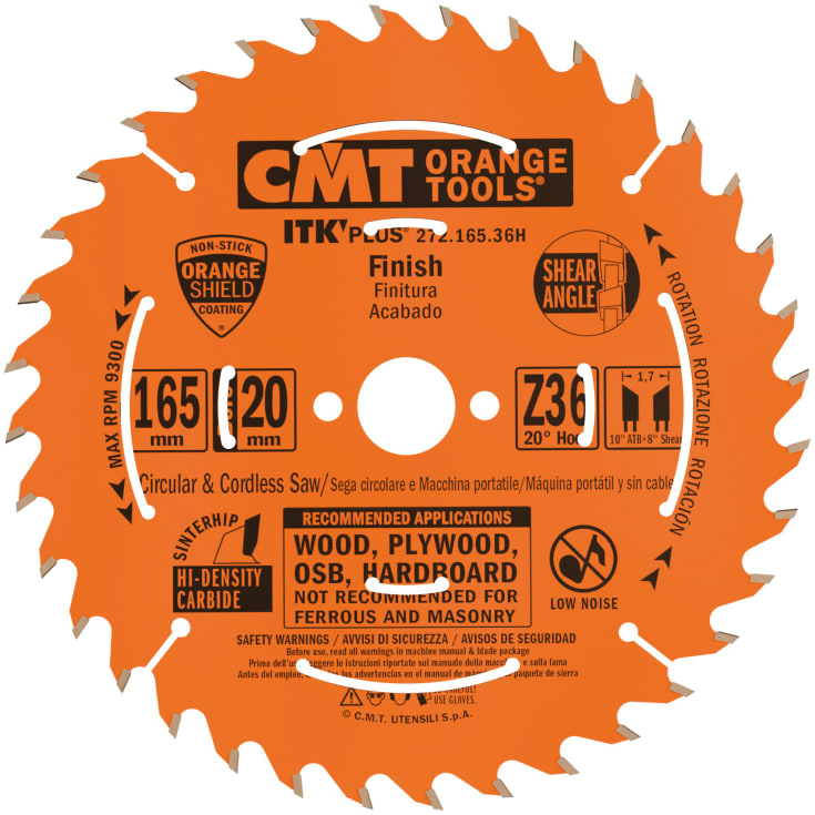 CMT HM rundsavklinge Ø165/20 mm, 36 td.