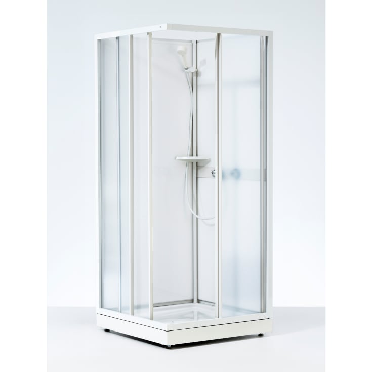 Contura Next NKH brusekabine 90x70 cm, hvidlakeret profil, mønstret styren glas