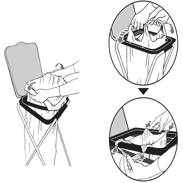 Affaldsstativ i stål, med plastlåg og sækkeholder, 100 l