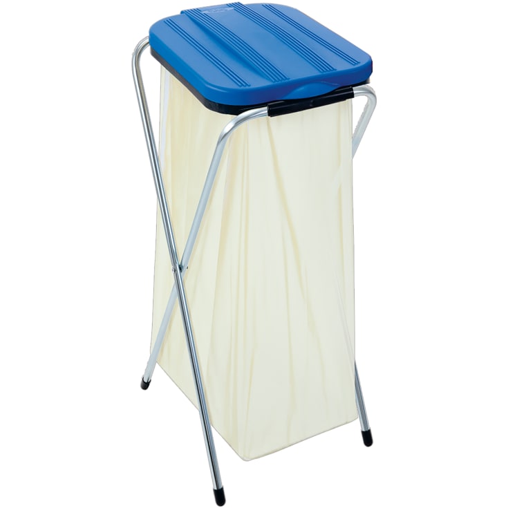 Affaldsstativ i stål, med plastlåg og sækkeholder, 100 l