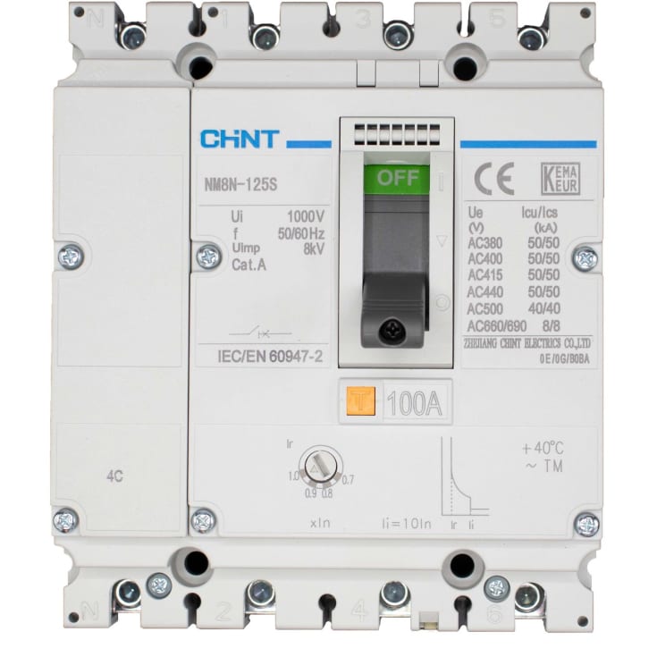 Chint MCCB-brytare NM8N-125S TM 125A 4P+CCT