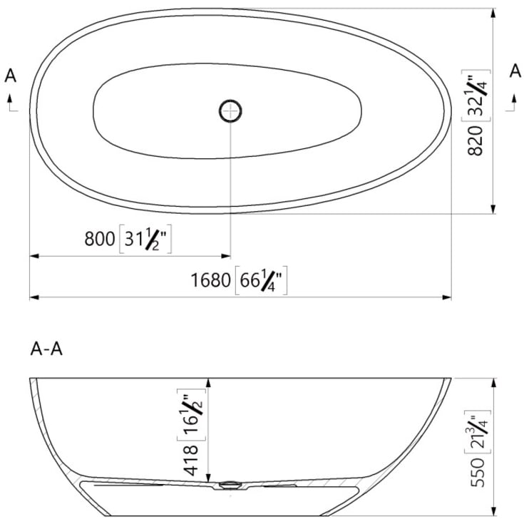 Strømberg Castel badekar, 168x82 cm, mat hvid