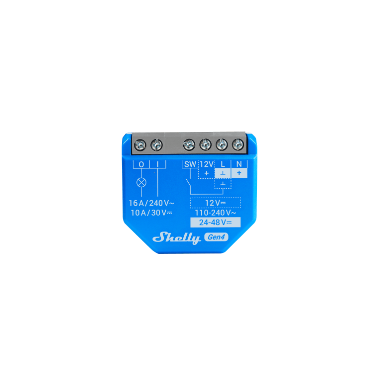 Shelly 1 Gen4 WiFI &amp; Zigbee-relä med potentialfri kontaktsats