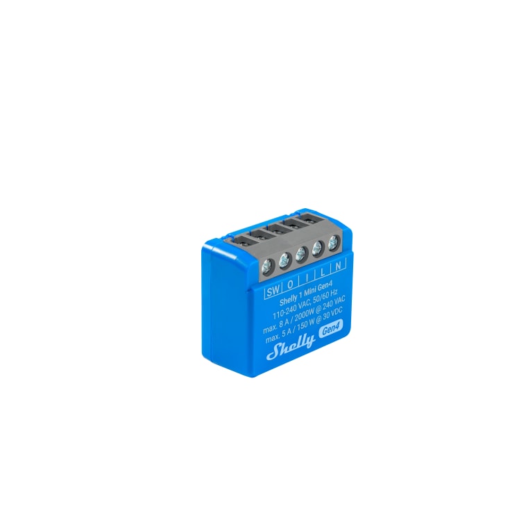 Shelly 1 Mini Gen4 WiFI og Zigbee-relé potensialfri kontakt