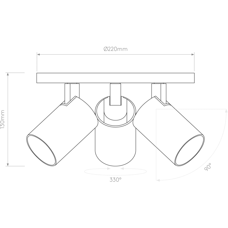 Astro Ascoli Triple Round spotlampe, 3 spots, sort