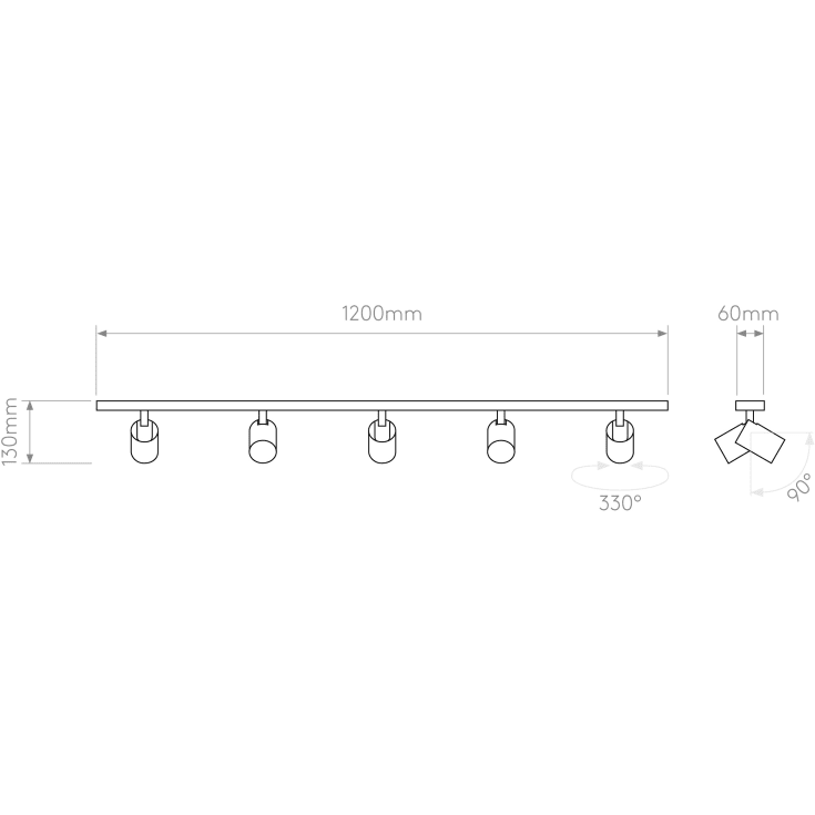 Astro Ascoli Five spotlampe, 5 spots, krom