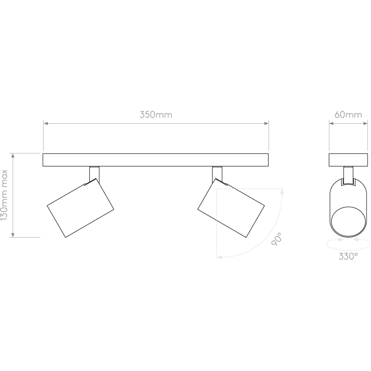 Astro Ascoli Twin loft/væg lampe 230V 2 X GU10, mat, hvid
