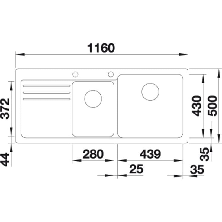 Blanco Naya 8S UX køkkenvask, 116x50 cm, beige