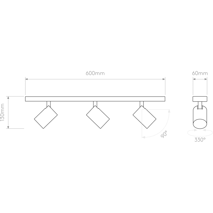 Astro Ascoli Triple Bar spotlampe, 3 spots, sort