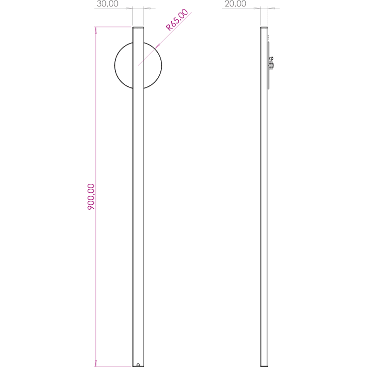 Lightswing Enkelt opphengssystem, 90 cm, svart