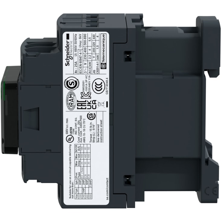 Schneider TeSys LC1D12V7 kontaktor 12A, 400 V