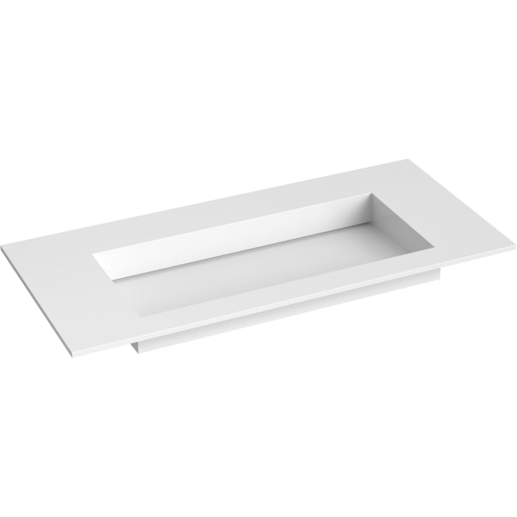 Korsbakken Corian N møbelservant, flat bunn, uten kranhull, 100x46,5 cm, hvit matt