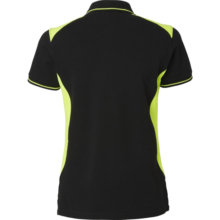 Top Swede dame polo T-shirt 214, Sort/Hi-Vis Gul, 2XL