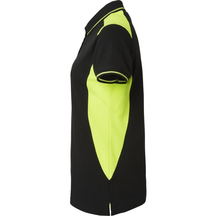 Top Swede dame polo T-shirt 214, Sort/Hi-Vis Gul, 2XL