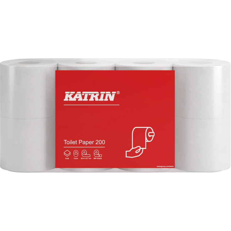 8 st Katrin toalettpapper 181402, 2-lagers, vitt, 25 m, 8 rullar