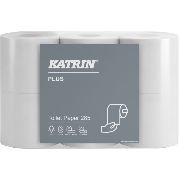 7 st Katrin toalettpapper 38411 plus, 3-lagers, vitt, 35,6 m, 6 rl