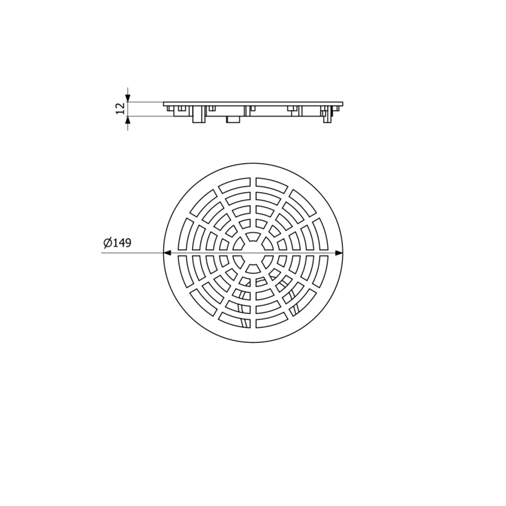 Purus MaxiFlex afløbsrist, Ø150 mm, hvid