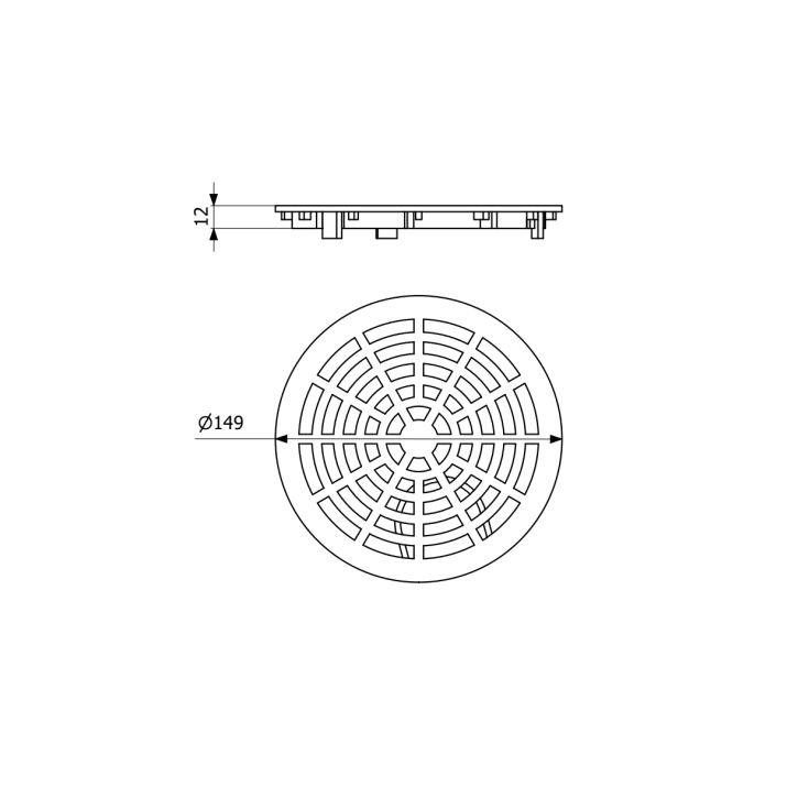 Purus MaxiFlex afløbsrist, Ø150 mm, krom