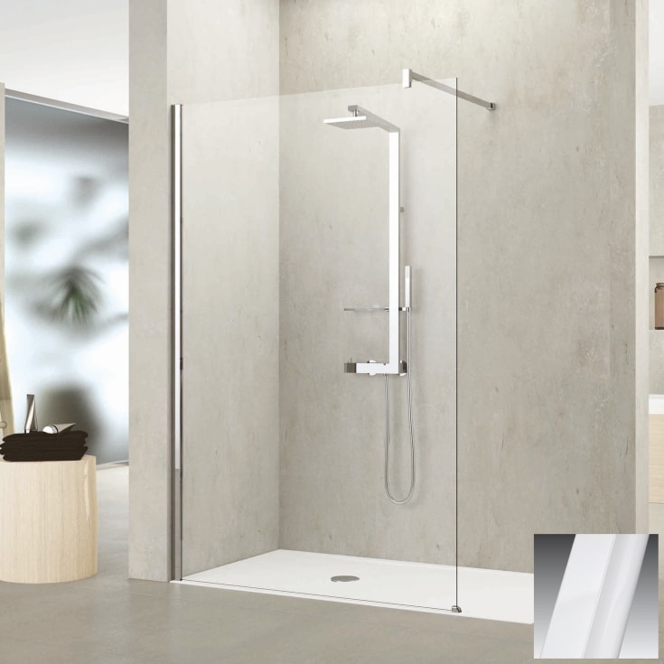 Novellini Kuadra H fastvegg, 97-100 cm, klart glass, hvit matt profil