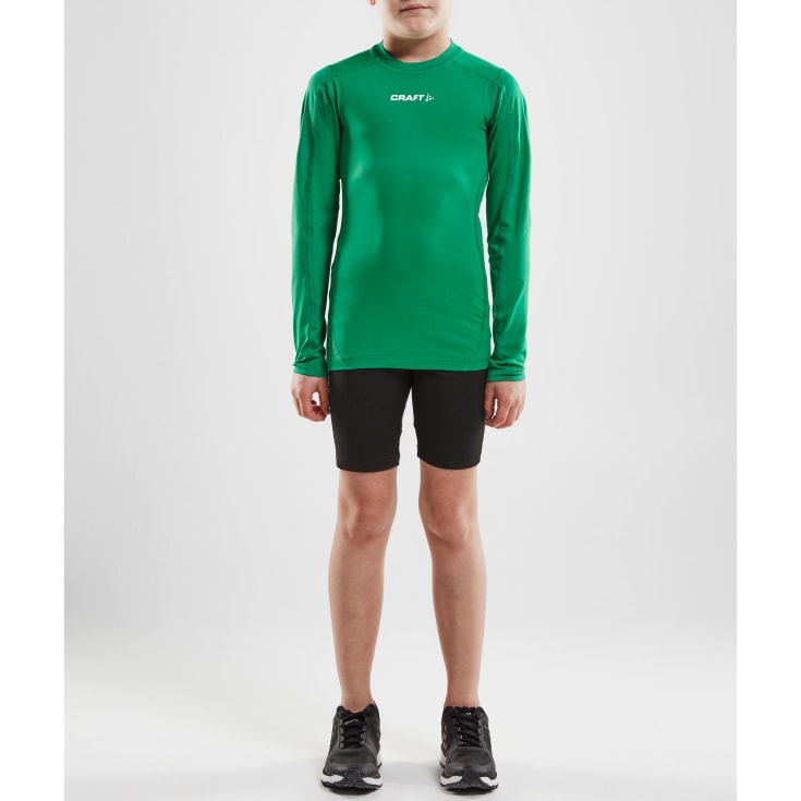 Craft Pro Control Compression langærmet T-shirt til børn, Team green, 146