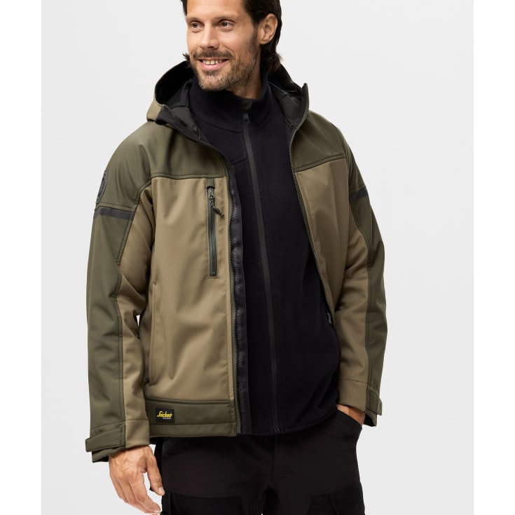 Snickers AllroundWork softshelljakke 1226, Khaki Green/Dark Khaki Green, 2XL