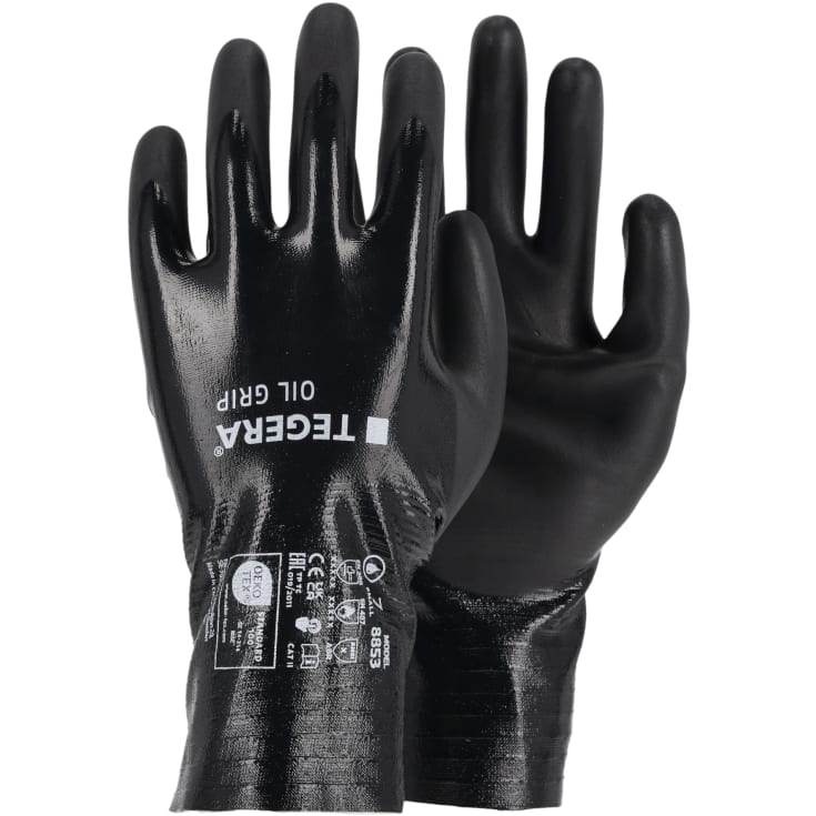 Tegera 8853 Oil grip arbejdshandsker, Sort, 9