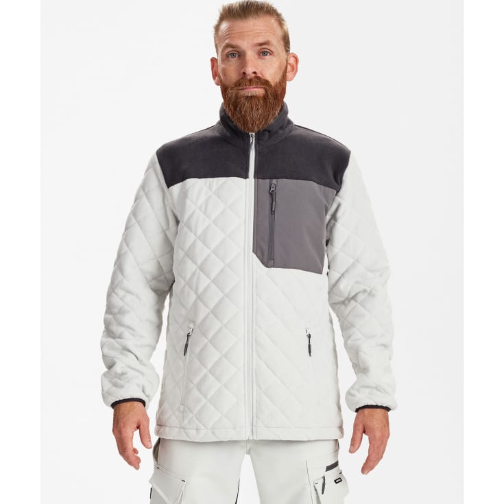 Engel Entire vatteret fleecejakke, Bone White/Anthracite Grey, XL