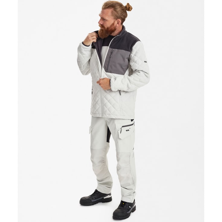 Engel Entire vatteret fleecejakke, Bone White/Anthracite Grey, XL