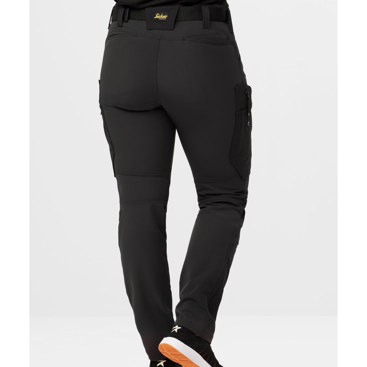 Snickers FlexiWork dame servicebukser 6877 full stretch, Black/Black, 19