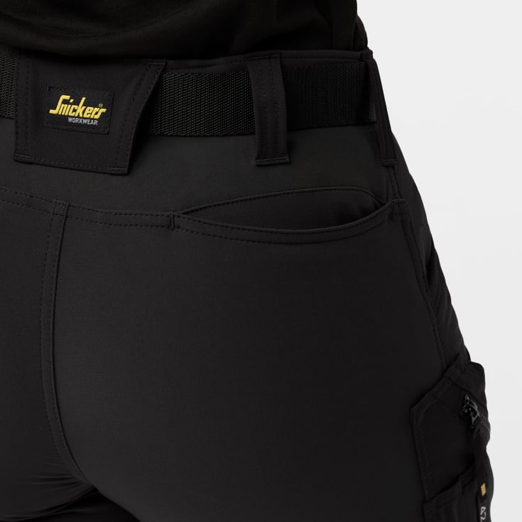 Snickers FlexiWork dame servicebukser 6877 full stretch, Black/Black, 19