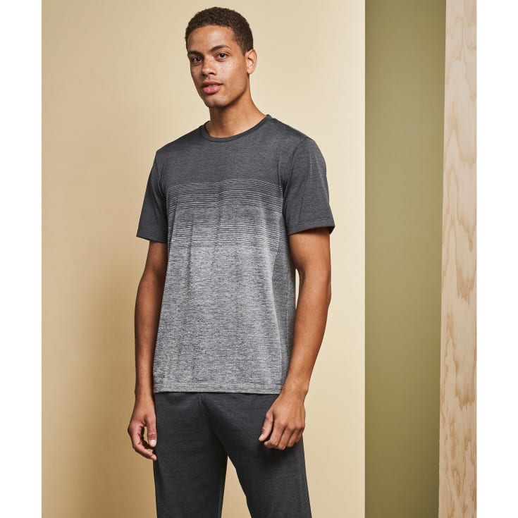GEYSER seamless stribet T-shirt, Anthracite melange, S
