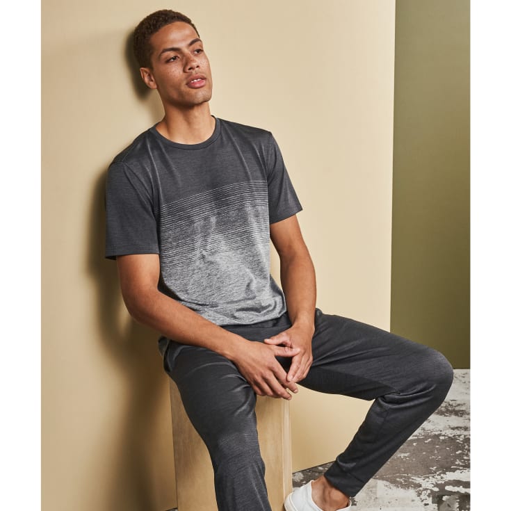 GEYSER seamless stribet T-shirt, Anthracite melange, S