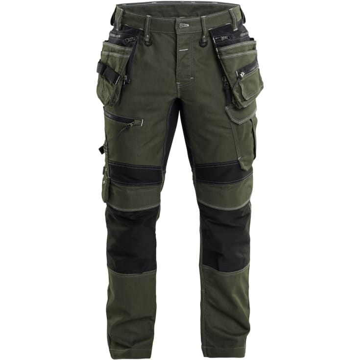 Blåkläder Workwear X1900 håndværkerbukser med 2-vejs stretch, grøn/sort, str. D120
