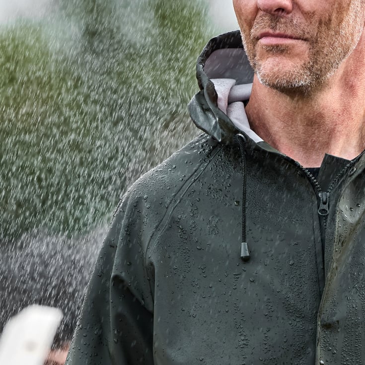 Elka Outdoor regnjakke PU/PVC, olivengrøn, str. L