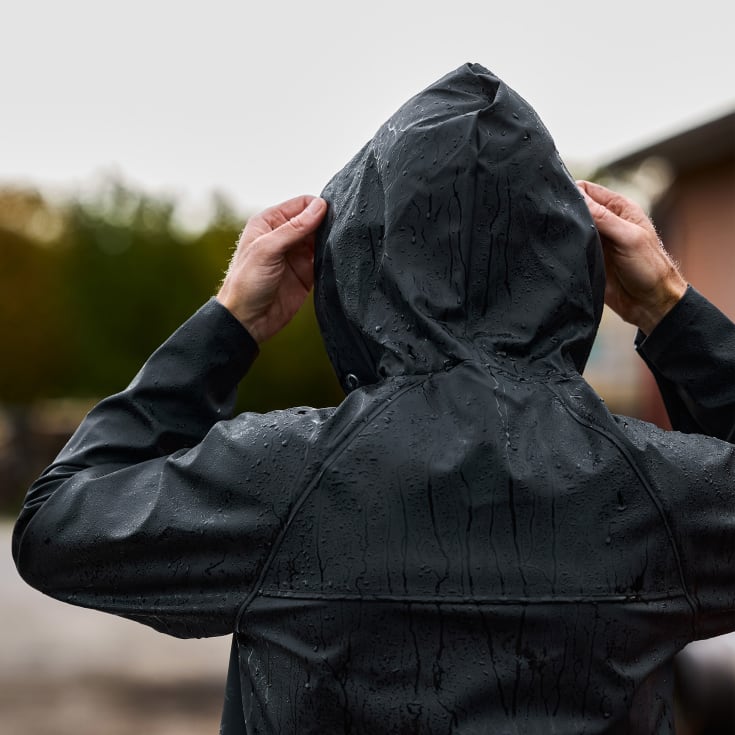Elka Outdoor regnjakke PU/PVC, sort, str. XL
