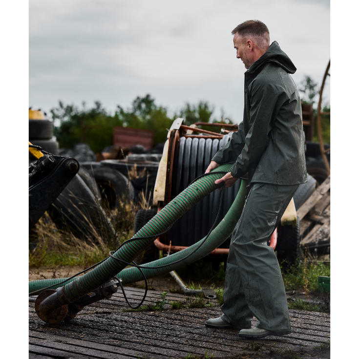 Elka Outdoor regnjakke PU/PVC, olivengrøn, str. L