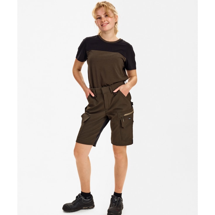 Engel Entire dame arbejdsshorts full stretch, Forest Green/Black, 42