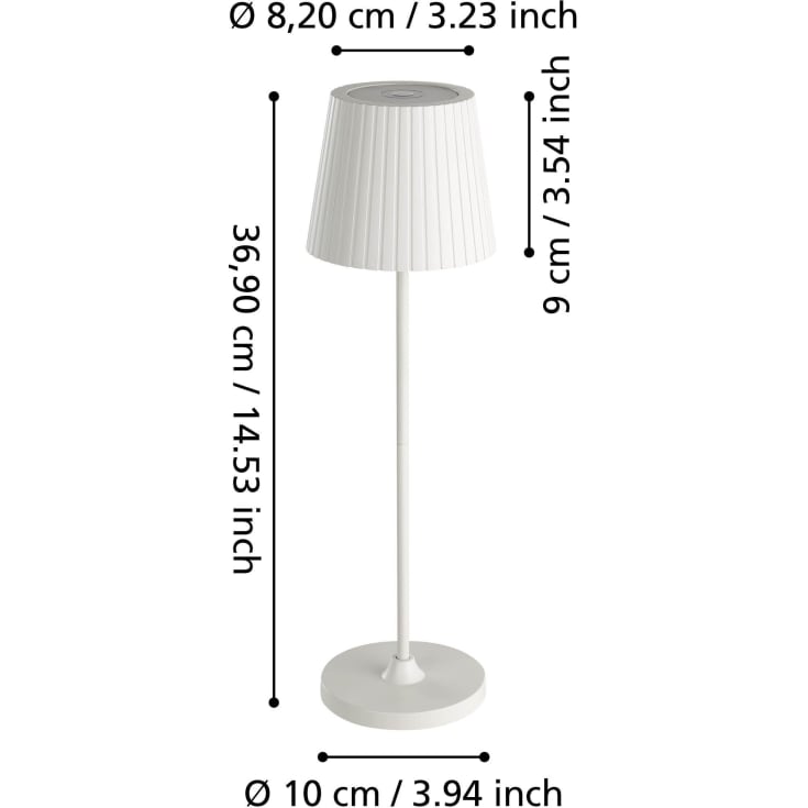 Eglo Cabozo genopladelig bordlampe, USB-C, hvid