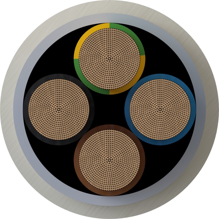 Kabel NOIKX Flex 90° 4x150 lysegrå T500