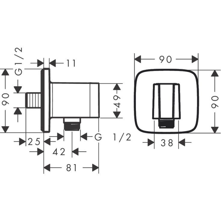 Hansgrohe FixFit Q slangeudtag, børstet bronze