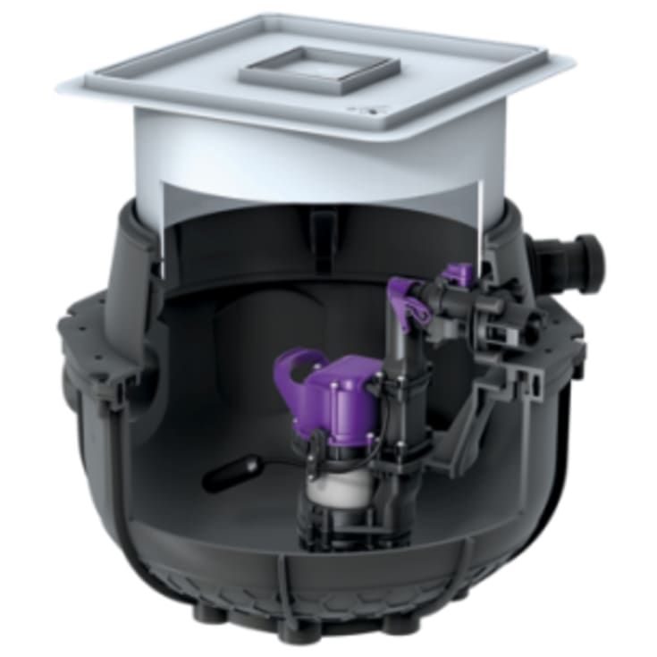 Kessel Aqualift Mono t/installation i flisegulv, gråt spildevand