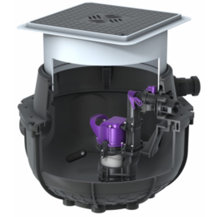 Kessel Aqualift Mono til installation i gulv, gråt spildevand