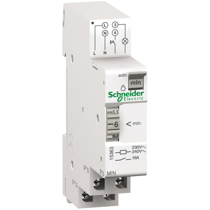 Schneider Electric Acti9 trappeautomat, 1-7 min, 230V, 16A