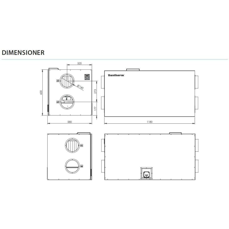Dantherm HCH 5 MK II ventilationsanlæg med varmegenvinding, Ø160 mm