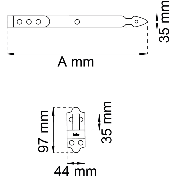 Habo stabelhængsel, 500 mm, 2 stk