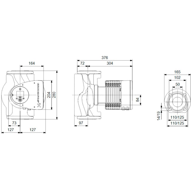 Grundfos Magna3 32-120F sirkulasjonspumpe 220 mm, vame