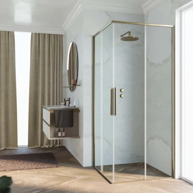 Novellini Riga A skyvedør venstre, 72,5-74 cm, klart glass, børstet bronse profil