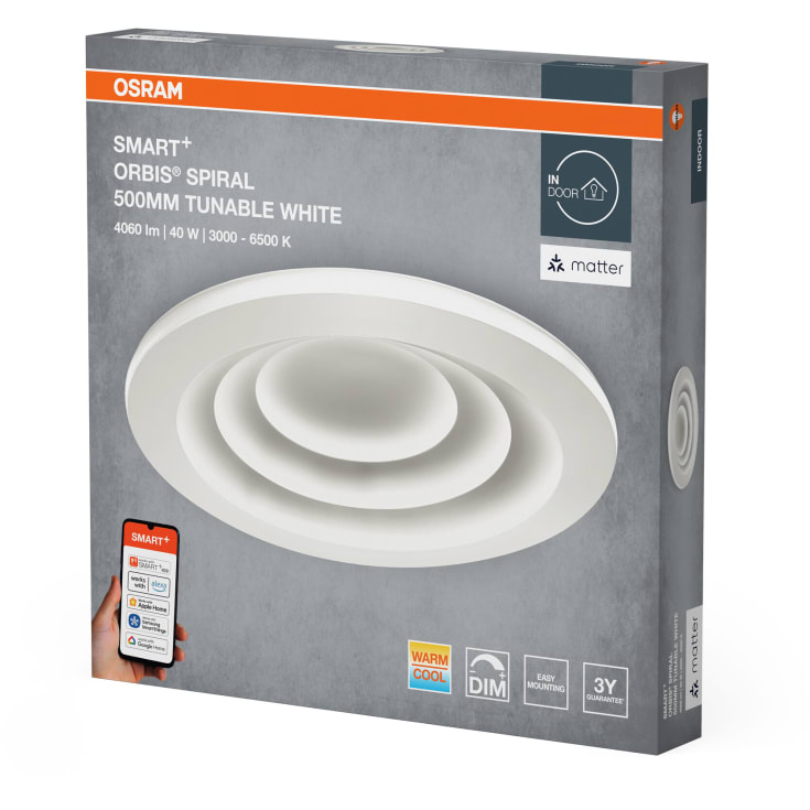 Osram Smart+ Wifi Spiral ceiling, justerbar hvit, Ø50 cm