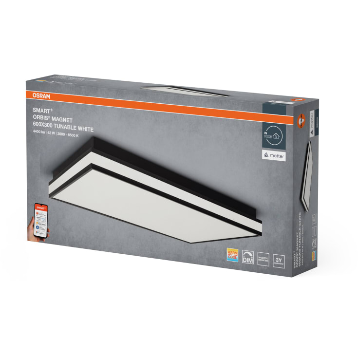 Osram Smart+ Wifi Orbis Magnet ceiling, justerbar hvit, 60x30 cm, sort